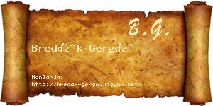 Bredák Gergő névjegykártya
